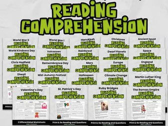 Reading Comprehension Bundle,: History & Topic  for KS2 & Gr 3–5