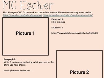 Art/Textiles - MC Escher - Artist Research Worksheet