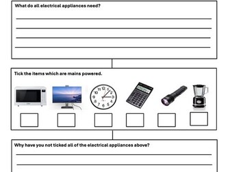 Electrical appliance worksheet