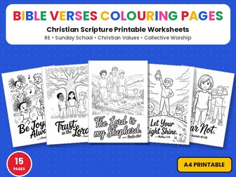Bible Verses Colouring Pages | Christian Scripture for Kids | Printable Colouring Page Worksheets