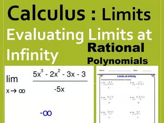 Evaluating Limits at Infinity - Rational Polynomials - Worksheets