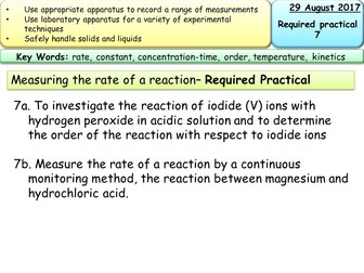 New AQA A2 required practical 7- measuring the rate of a reaction