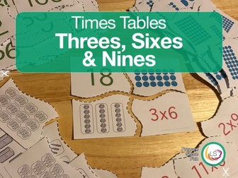 Times Tables Matching Puzzle THREE's, SIX'S & NINE'S