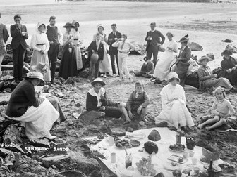 What can we learn about food in the past from a photograph of a seaside picnic?