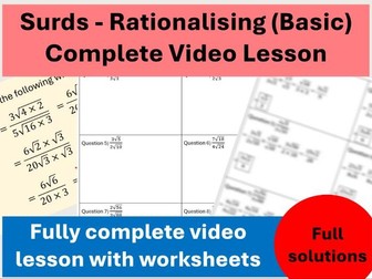 Rationalising Surds (Basic) - Complete Video lesson with worksheets
