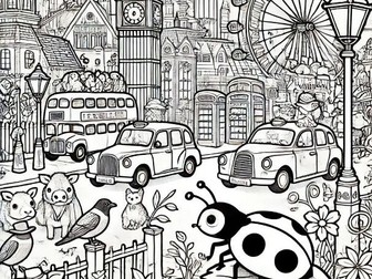 What the Ladybird Heard in London Colouring Page