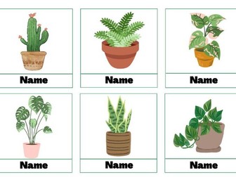 Editable plant themed name labels