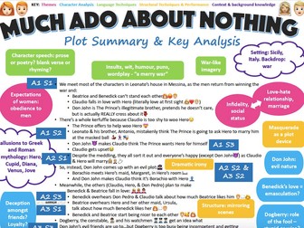 Much Ado About Nothing Plot Summary & Key Analysis Poster | GCSE English Literature | Shakespeare