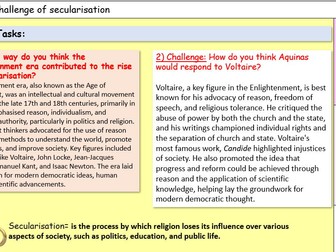 AQA Religious Studies Christianity Lesson 1 The Challenge of Secularisation