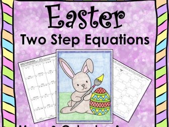 Solving Equations Spring Easter Math Two Step Equations Maze & Color by Number Bundle