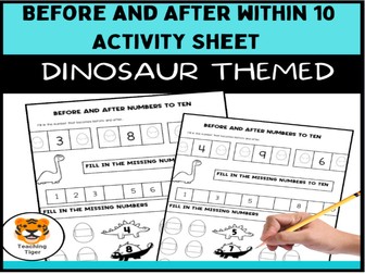 Roaring Fun: Dinosaur-Themed KS1 Number Activity Sheet - Explore Before, After, and More!"