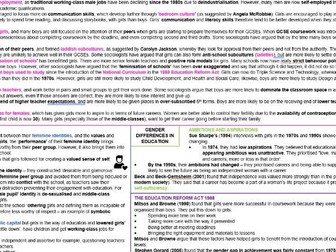 AQA A-Level Sociology Gender Differences in Education Revision Poster
