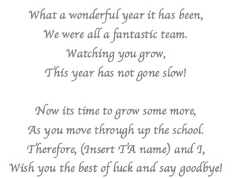 End of year leaving poem