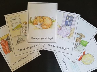 Phonics Phase 3 Letter and Sounds-50  Hand Illustrated Captions and Yes/No Questions.