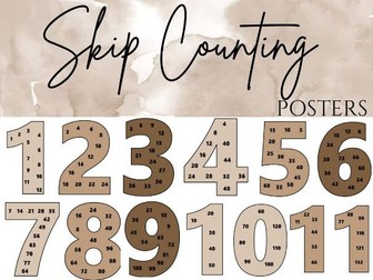 Skip Counting | Multiples Large Number Display | 1 - 12 Multiplications | Earth Tones | Beige