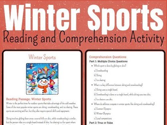 Winter Sports Excitement: Reading and Comprehension Worksheet