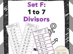 Division Anchors Set F: 1 to 7 Divisors