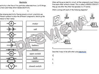 Electricity Worksheet