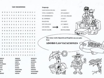 Spanish Summer holiday activity sheet - great end of term activity