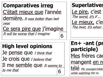 GCSE French graded/ higher/ complex phrases