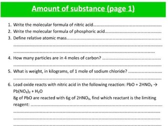 Amount of substance quiz (A level chemistry)