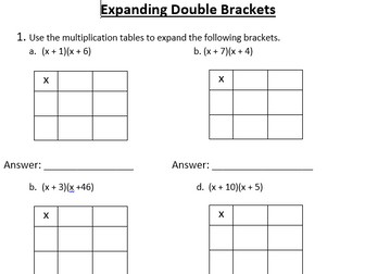 Expanding Brackets Lesson and Worksheet