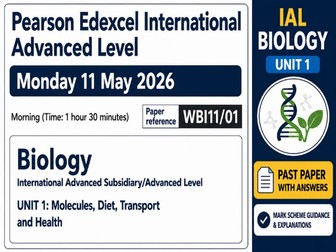Pearson Edexcel International Advanced Level Biology Unit 1 – Past Paper with Answers & Guidance