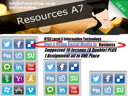 BTEC (2016) Level 3 IT, Unit 3 Using Social Media in Business 8 double lessons! With assignment