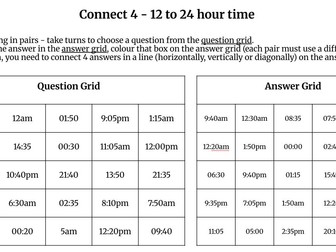 Connect 4 - Converting 12 to 24 hour time