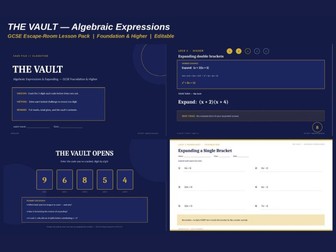 THE VAULT: Algebraic Expressions & Expanding — GCSE Escape-Room Lesson (Foundation & Higher)