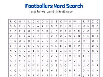 Footballers Word Search