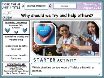 Helping  others Charity & Volunteering - Primary PSHE