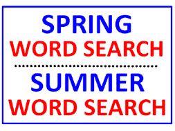 Spring Word Search Puzzle PLUS Summer Word Search Puzzle (2 Puzzles)