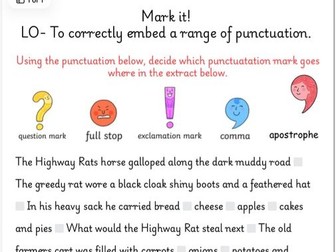Highway Rat- Punctuation worksheet