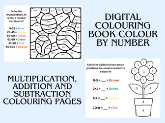 Colour by Number Digital Colouring Book - 7 Pages - Perfect for Kids and School!