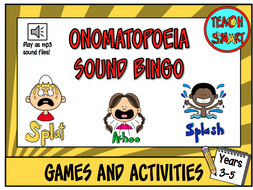 Onomatopoeia sound bingo