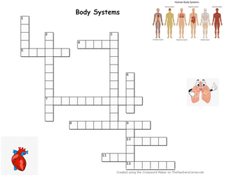 Body Systems crossword and wordsearch (Yr 7)