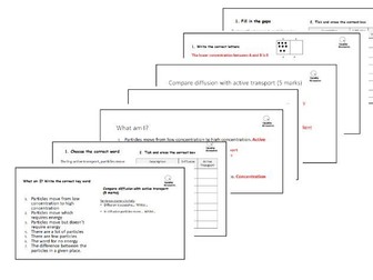 GCSE Active Transport Worksheets and Answers