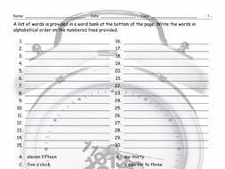 Telling Time Alphabetical Order II