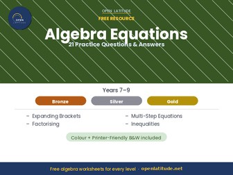 Algebra Equations — 21 Practice Questions & Answers