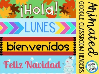 Spanish animated Google Classroom headers x 12