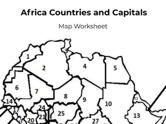 Africa Countries and Capitals Map Worksheet