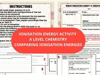 Ionisation Energy Activity - A Level Chemistry