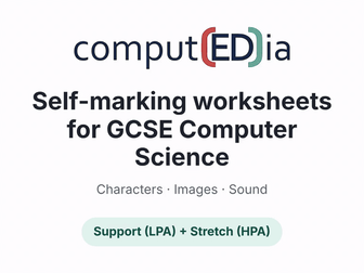 FREE OCR GCSE J277 Characters, Images & Sound: Self-Marking Interactive Worksheet (Support)