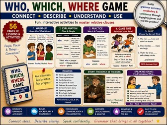 FREE Relative Pronouns ESL PPT Lesson & Speaking Games (A2-B1).