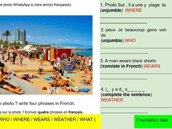 GCSE French - writing paper practice AQA