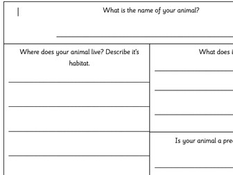 Create an Animal Worksheet (Habitats, Adaptations, Prey/Predator)
