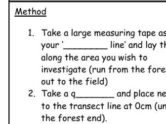 Required practical organiser - Measuring abundance (Transects)