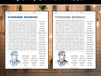 Thomas Edison Word Search Puzzle