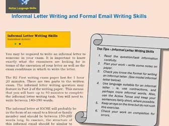 Informal Letter Writing & Formal Email Writing Skills Practice